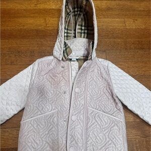 Burberry Light Pink Quilted Kids Raincoat with Hood